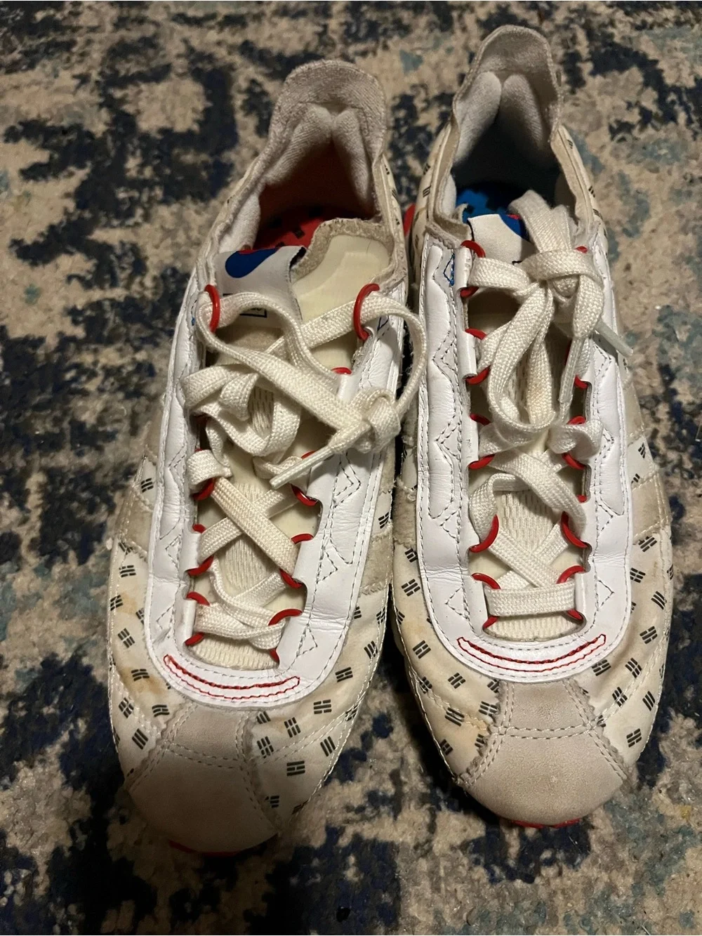 adidas Originals Cream White Athletic Sneakers with Red Accents